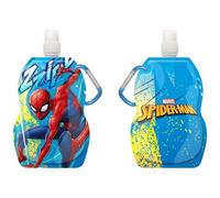 Gourde Spider-Man Marvel 400-500 Ml (Sans Bpa) Gourde Pliable Avec Mousqueton (Réutilisable, Accrochable, Lavable, Congelable) Multicolore