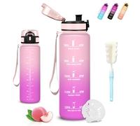 Gourde Sport, Gourde 1l, Anti Fuite, Gourdes Graduée, Facile à Transporter, Gourdes Graduée pour 1 Journee, Verrou de Sécurité, Bouteille d'eau pour École, Camping, Voyage, Triathlon, Natation