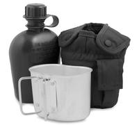 Gourde Us Avec Quart Et Housse Mil-Tec Noir Noir