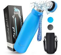 Gourde Vezato en acier inoxydable - Bouteille isotherme sans BPA de 500 ml - Bouteille d'eau étanche à double isolation - Bouteille isotherme lavable au lave-vaisselle - Convient aux boissons gazeuses