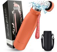 Gourde Vezato en acier inoxydable - Bouteille isotherme sans BPA de 500 ml - Bouteille d'eau étanche à double isolation - Bouteille isotherme lavable au lave-vaisselle - Convient aux boissons gazeuses