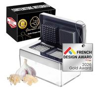 Presse Ail Inox 2-en-1 | Mini Hachoir Manuel avec Récipient Hermétique | Coupe Oignon Facile | Écrase Ail Compact et Durable | Hachoir Cuisine Hygiénique