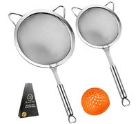 Gourmet Easy Passoire à Maille Fine Inox, Set de 3, Poignée Stable | Grande, petite extra-fine et passoire silicone pour conserves, compatible lave-vaisselle, échange 5 ans.
