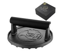 Presse à Burger - Solide avec poignée résistante à la Chaleur - Plaque de Grill en Fonte, Presse à Bacon - Moule à Hamburger Rond pour grillades - Accessoire pour Viande - Accessoires pour Barbecue