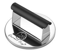 Gourmet Easy Presse à Burger Inox 800g, Manche Résistant Chaleur | Presse à hamburger pour griller et cuire, Presse à grill compatible lave-vaisselle, Presse à bacon échange 5 ans.