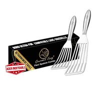Set de Spatule de Cuisine Inox - 1x grande spatule cuisine pour le poisson et 1x petite spatule crepe avec Poignée ergonomique - Ustensiles de cuisine parfaits comme cadeau