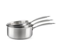 CUISINOX - Gourmet - Lot 3 casseroles tout inox 16-18-2 cm - Poignée fixe - Triply - Compatible tous feux - Acier Inox 18/1 - Finition Satinée - Sans PFAS, PTFE, PFOA - Made in France