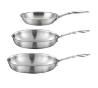 Gourmet - Lot de 3 poêles inox 20-24-28 cm