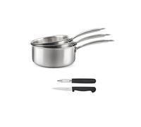 - GOURMET - Set 3 casseroles 16/18/20cm inox, 1 éplucheur et 1 couteau office