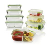 GOURMETmaxx Boîtes de conservation en verre Klick-it, set de 8 | Excellent pour le lave-vaisselle, le micro-ondes, le four et le congélateur | Etanche à l'air & anti-fuite