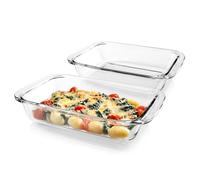 GOURMETmaxx Lot de 2 plats à gratin en verre pour friteuse à air chaud et four - 800 ml - Moule rectangulaire - Petit bol pour préparer, cuire et servir - Moule en verre Airfryer pour gratiner, etc.
