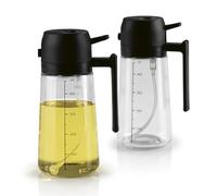 GOURMETmaxx Lot de 2 pulvérisateurs d'huile et distributeurs d'huile en verre 2 en 1 - Brume fine (0,15 g/jet) ou jet d'huile - Bec verseur de 470 ml - Passe au lave-vaisselle - Rechargeable - Idéal