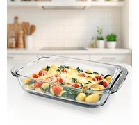 GOURMETmaxx Plat à gratin pour friteuse à air chaud et four - 800 ml | Moule rectangulaire en verre borosilicate | Petit plat à gratin pour préparer, cuire et servir | Pour la friteuse à air chaud et