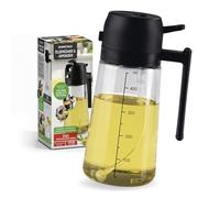 GOURMETmaxx Pulvérisateur d'huile et distributeur d'huile 2 en 1 en verre | Brume fine (0,15 g/jet) ou jet d'huile | Bec verseur d'huile de 470 ml, passe au lave-vaisselle, rechargeable | Idéal pour