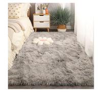 GOUSANG Antidérapant Tapis en Peau de Mouton 120 x 120 cm Moderne Design Carpette Moelleuse de Mouton Synthétique pour Chambre à Coucher, Salon, Crèche, Gris Clair