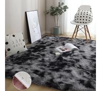 GOUSANG Tapis Salon Tapis Chambre Shaggy 100 x 130 cm Moderne Design Faux Peau de Mouton Ne Pas Enlever Les Cheveux Aux Tapis de Chambre à Coucher Décoration, Gris Foncé