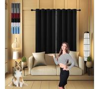 GOUSUN Rideau Occultant Thermiques 125 x 85 cm Anti Chaleur Tenture Opaque à Oeillets Decoration Rideaux Installation Facile,pour Salon, Noir