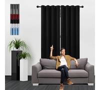 GOUSUN Rideau Occultant Thermiques Anti Froid 140 x 105 cm Anti Chaleur Tenture Opaque à Oeillets Rideau Occultant Finitions de Haute Qualité,pour Salon, Noir