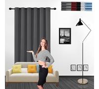 GOUSUN Rideaux à Œilletsoccultants 90 x 190 cm Anti Chaleur Tenture Opaque à Oeillets Rideau Occultant Rideaux Légers,pour Salon, Gris Foncé