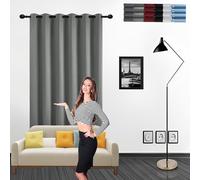 GOUSUN Rideaux Anti Froid 170 x 135 cm Anti Chaleur Tenture Opaque à Oeillets Decoration Rideaux Entretien Facile,pour Salon, Gris Clair