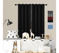 GOUSUN Rideaux de Qualité 80 x 70 cm 100% Polyester/Décoration/Anti Bruit/Lavable Decoration Rideaux Finitions de Haute Qualité,pour Salon, Noir