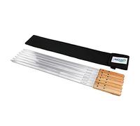 Goutime Brochettes de Barbecue 60 cm Extra Longues en Acier Inoxydable | Lot de 7 Brochettes Kebab pour Gril, Poignée en Chêne Massif (60 cm long, 1,6 cm de large)