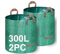 Goutime Sac de ramassage Feuilles Grand Format réutilisable (300L*2PC) | sac de jardin robuste avec poignées renforcées, sac collecteur déchets verts pour jardin extérieur