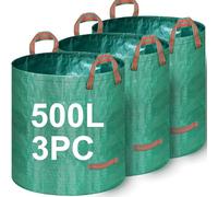 Goutime Sac de ramassage Feuilles Grand Format réutilisable (500L*3PC) | sac de jardin robuste avec poignées renforcées, sac collecteur déchets verts pour jardin extérieur