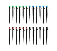 Goutteur Réglable 18cm Piquet, Rotation 360°, Lot de 24 | Plastique, Huit Sorties Supérieures, Compatible Tube 4/7, pour Arbustes et Fleurs, Micro-Irrigation
