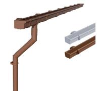 Gouttière en PVC - Rectangulaire - 4 m - NW83 (83 mm) - Brun - Kit complet avec tuyau de descente pour abri de jardin, carport et terrasse
