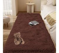 GOUTUI Tapis Salon Shaggy 55 x 150 cm Dessous Antidérapant Moderne Tapis Doux Au Toucher pour Chambre à Coucher Salon, Marron