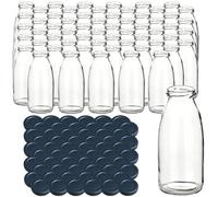 gouveo Lot de 60 bouteilles de jus de 250 ml avec bouchon à vis, noir mat BS - Bouteilles en verre de 0,25 l avec bouchon TO43 - Bouteilles vides pour jus, smoothies et limonades (SF250SZBS)