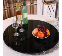 GOUZIBHD Grand Plateau Tournant en Verre Trempé Lazy Susan, Plateau de Service Rond Noir Rotatif, Plateau Rotatif Base Pivotante à 360° pour Table de Cuisine Salle à Manger(Size:100cm)