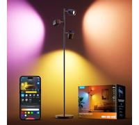 Govee Arbre Lampadaire sur Pied LED RGBWW, 3-Têtes Lampe d'Angle Réglable | 1500lm, Matter Alexa Compatible, 64+ Scènes, Sync Musique, 157cm Noir Lampadaires pour Salon, Chambre, Salle de Lecture