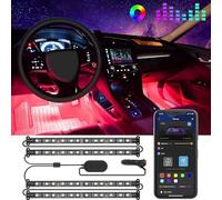 Govee Éclairage LED RVB pour véhicule, synchronisation de l'application et | 16 m de couleurs, 4 bandes de 22 cm, 48 LED, fonction mémoire, étanche, protection contre les courts-circuits, SUV et berline
