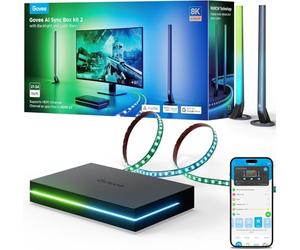 Govee HDMI 2.1 Sync Box AI Set 2, rétroéclairage de moniteur, RGBIC | Kit LED 27-34 pouces, 8K@60Hz/4K@144Hz, VRR ALLM sans latence, compatible Matter & Alexa pour setup gaming