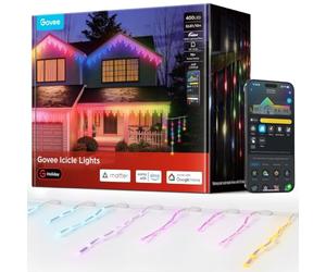 Govee Icicle Lights Rideau 10M, RGBIC 400 LEDs Rideau Lumineux de Noël | Extérieur, Guirlandes Lumières avec 78+ Modes, Décor Noël, Étanchéité IP67, Compatible avec Alexa