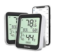 Govee Thermomètre Hygromètre Bluetooth Haute Précision, 2 Pièce | Mini Capteur de Température et Humidité, Écran LCD, Stockage de Données, Idéal pour Chambre, Cave, Garage, Serre