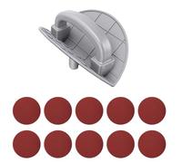 GOWENIC 10 Pièces Patin de Ponçage D'Angle Intérieur 400 Semi-Circulaire | Papier abrasif rouge, ponceuse à poteau de 9 pouces, bord mural à 90 degrés, plafond en plaques de plâtre, poignée
