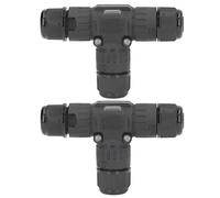 GOWENIC Connecteur de Boîte de Jonction Extérieure de Type T IP68 |Épissure à 3 Fils à 3 Voies pour Alimentation LED, Lot de 2 Borniers en Laiton PA66