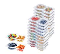 GOWENIC Conteneurs à Collation à Double Compartiment avec Couvercles, Solution Portable Anti-fuite pour les Déjeuners Scolaires, les Pique-niques, le Matériau de qualité Alimentaire, 20 Unités