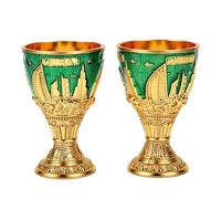 GOWENIC Ensemble de 2 Verres à Vin en Métal Souvenir de Dubaï, Tasse à Liqueur de Style Européen, Gobelet Décoratif plaqué or Anti-ternissement de 2,76 Pouces de Haut pour la Maison, le Bar, le