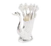 GOWENIC Ensemble de Porte-Cuillères à café, Base de Cygne élégante, Petites Cuillères pour thé, café, Dessert, Fruits, Crème Glacée, Gâteau, Alliage d'argent, 6 Pièces