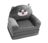 GOWENIC Lit canapé Escamotable pour Enfants avec Design de Chien Cartoon | Canapé-lit pliable, chaise longue confortable pour tout-petit, siège de salle de jeux portable, tissu gris, conversion facile