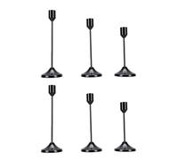 GOWENIC Lot de 6 Bougeoirs Coniques en Métal, Chandelier Vintage pour Table à Manger, Décoration de Cheminée, 3 Tailles, en Fer, Rustique (Black)