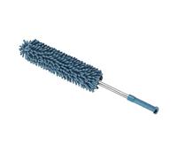 GOWENIC Plumeau Longue Portée en Acier Inoxydable |Plumeau à Main Amovible Réglable avec Chenille Lavable pour épousseter la Maison (Bleu Marine)