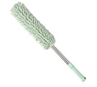 GOWENIC Plumeau Longue Portée en Acier Inoxydable |Plumeau à Main Amovible Réglable avec Chenille Lavable pour épousseter la Maison (Vert Clair)