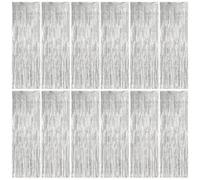 GOWENIC Rideau à Franges Métallique 1 X 2 M pour Décoration de Scène de Mariage, Rideaux de Guirlandes à Paillettes Réutilisables, Rideau de Fête argenté Scintillant pour Cabine Photo