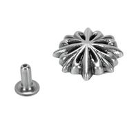 GOWENIC Rivets à Fleurs en Argent Antique 16 Mm, Rivets Décoratifs en Cuir, 20 Ensembles de en Métal Chrysanthème pour Réparation Artisanale, Ceinture de Sac, Bricolage - 3 X 7 Mm, Pieds Inclus