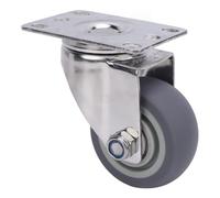 GOWENIC Roulettes TPR 3 Pouces |Plaque en Acier Inoxydable 304, Pivotant Universel Silencieux pour établi de Meubles de Chariot